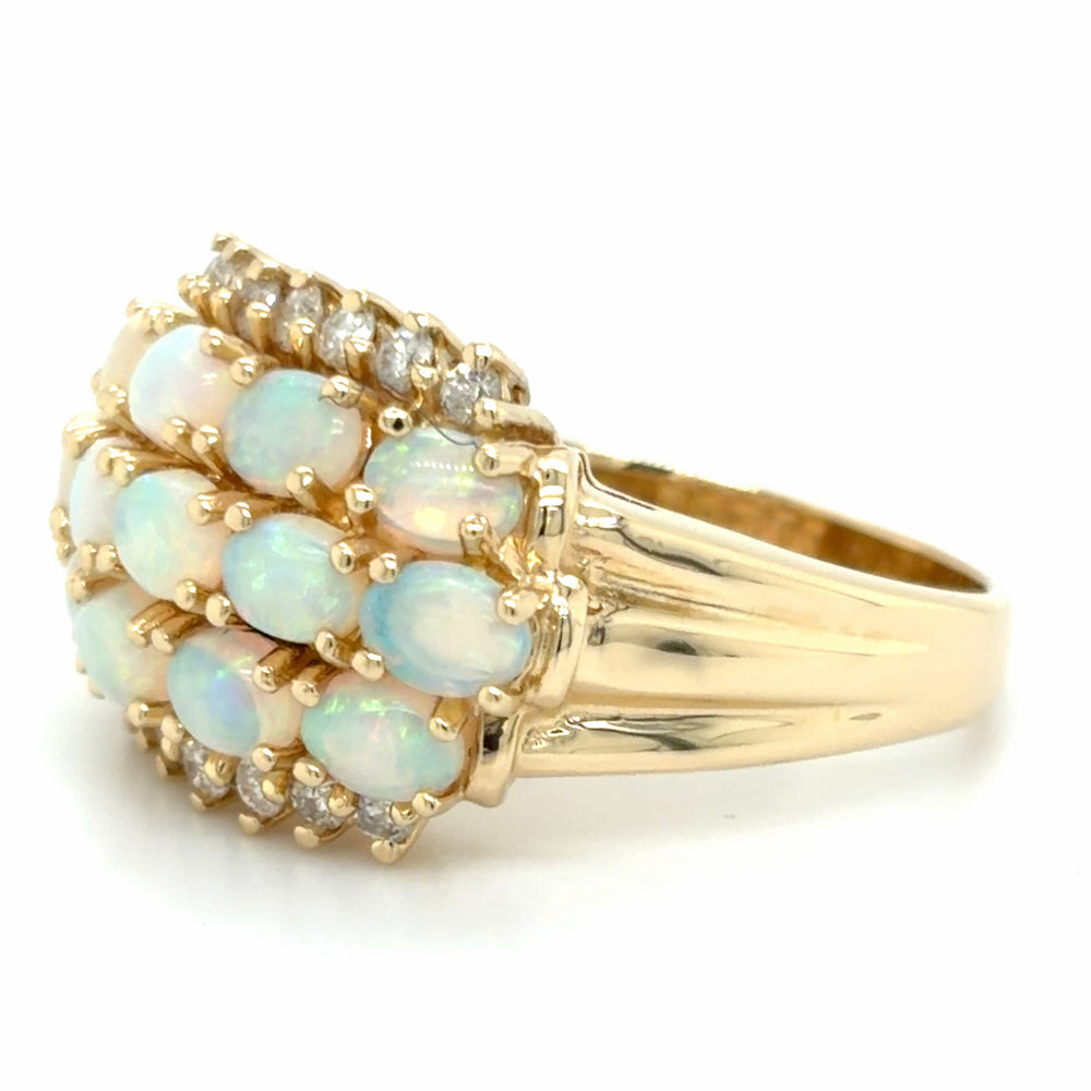 Estate Opal & Diamond Multi Row Band