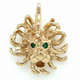 Estate Whimsical Lion Pendant with Emerald Eyes