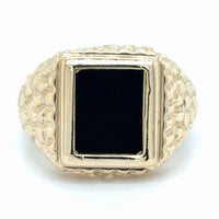 Estate Rectangular Black Onyx Signet Ring