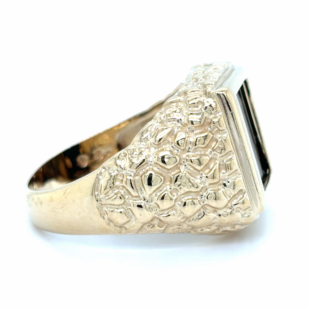 Estate Rectangular Black Onyx Signet Ring