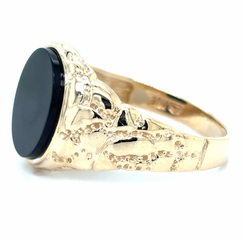 Estate Oval Black Onyx Signet Ring