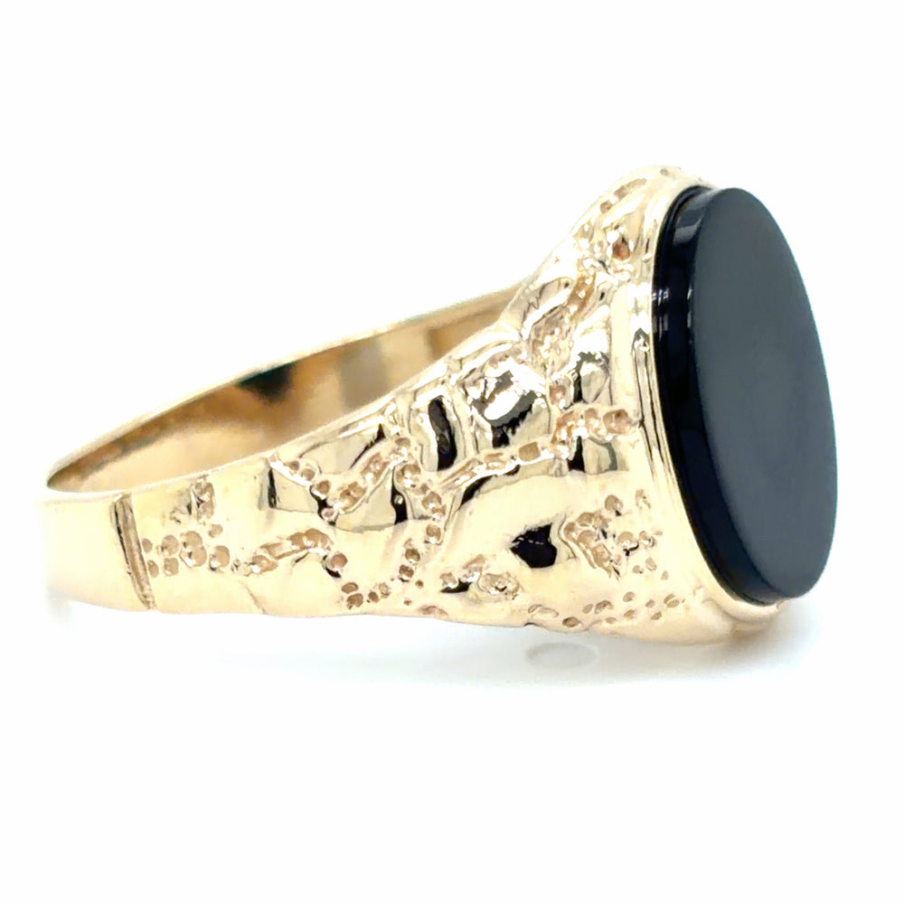 Estate Oval Black Onyx Signet Ring