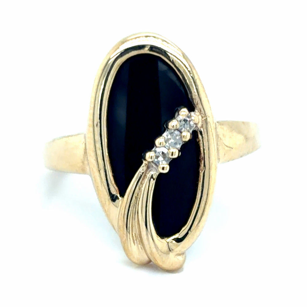 Estate Black Onyx Vintage Style Fashion Ring