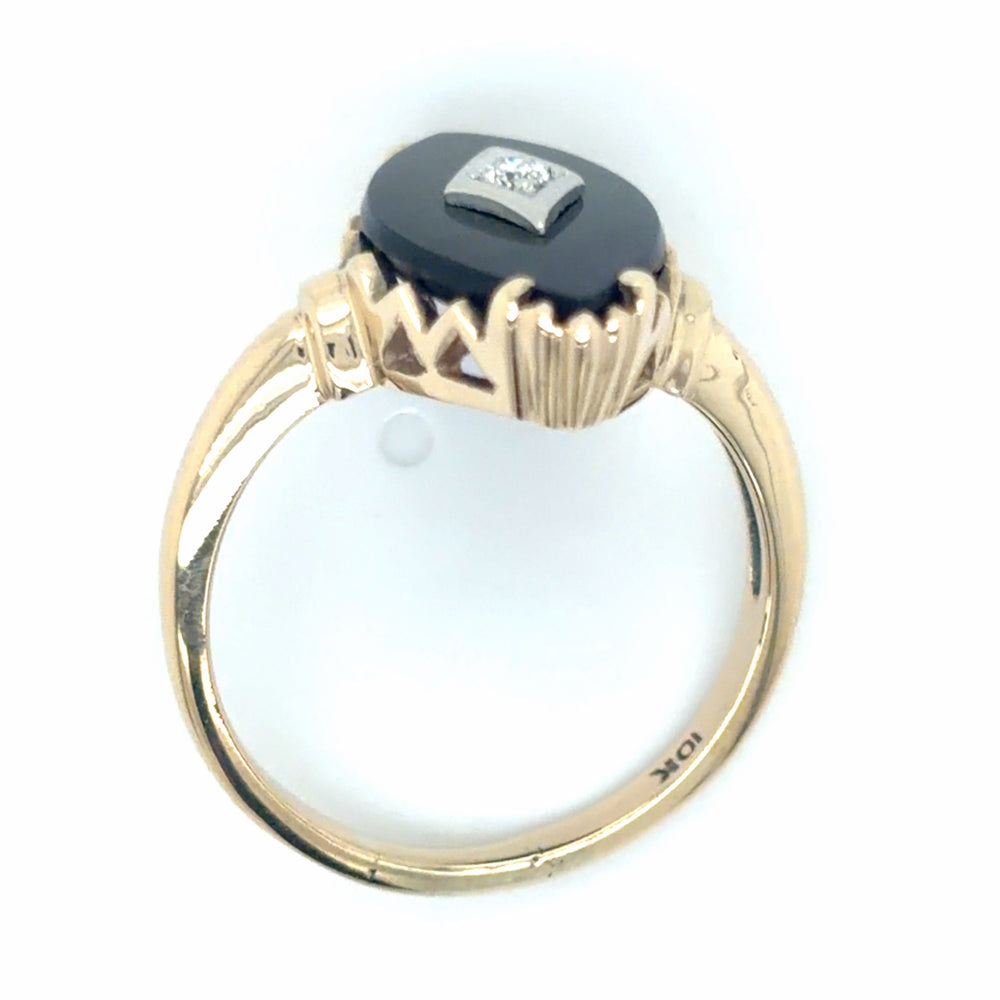 Estate Black Onyx Navette Ring