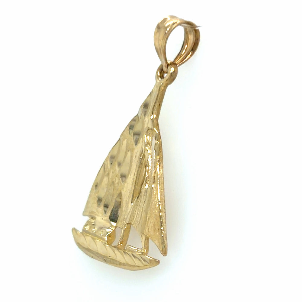 Estate Diamond Cut Sailboat Pendant