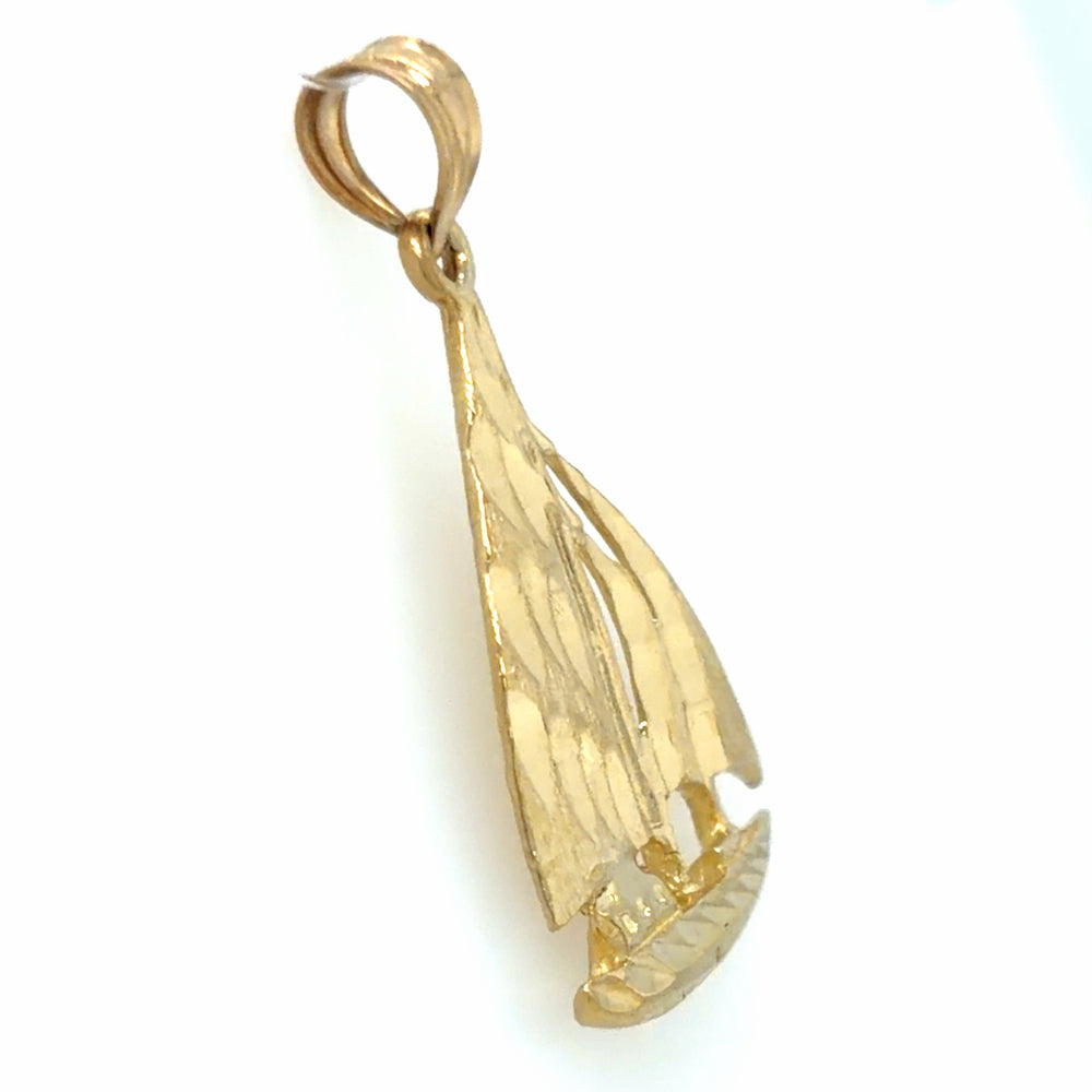 Estate Diamond Cut Sailboat Pendant