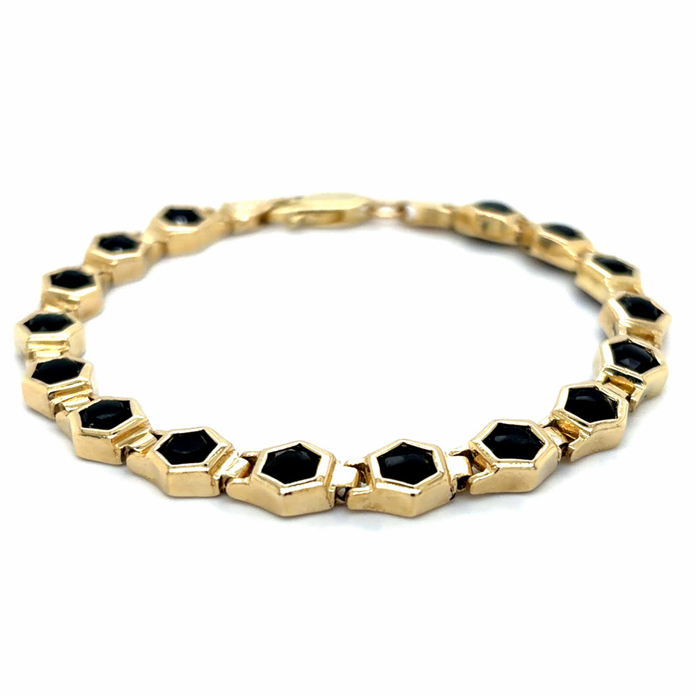 Estate Black Onyx Hexagonal Link Bracelet