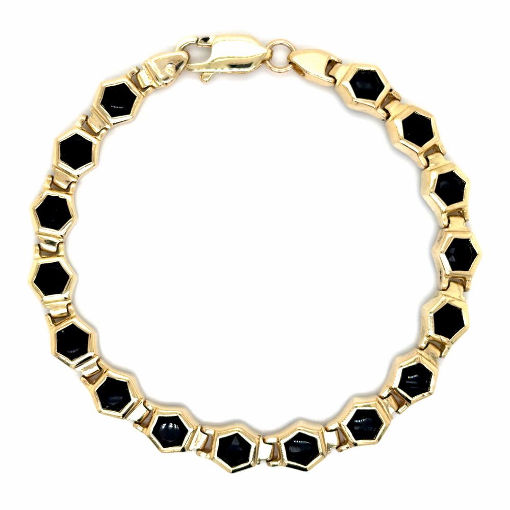 Estate Black Onyx Hexagonal Link Bracelet