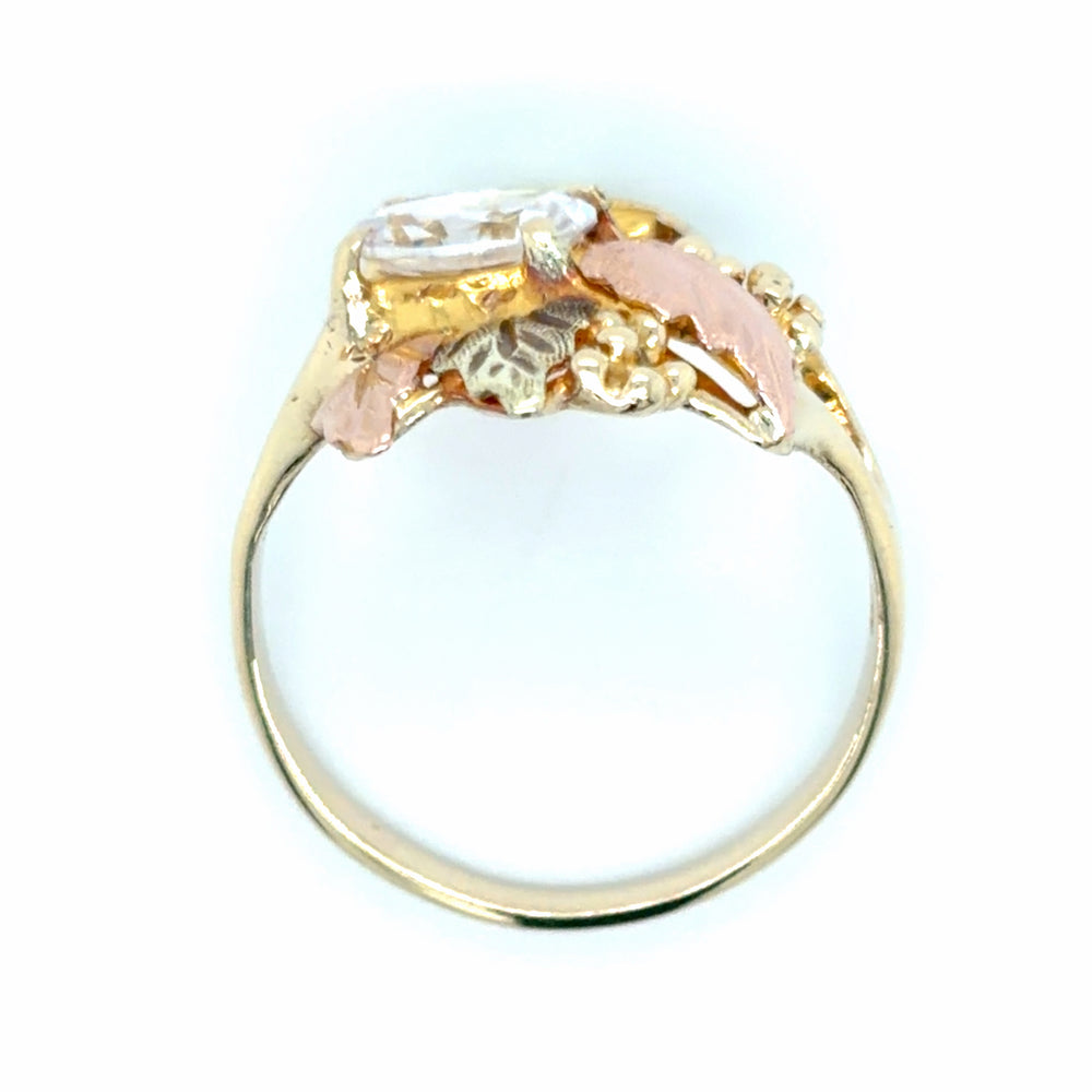 Estate Tri-Color Gold CZ Ring