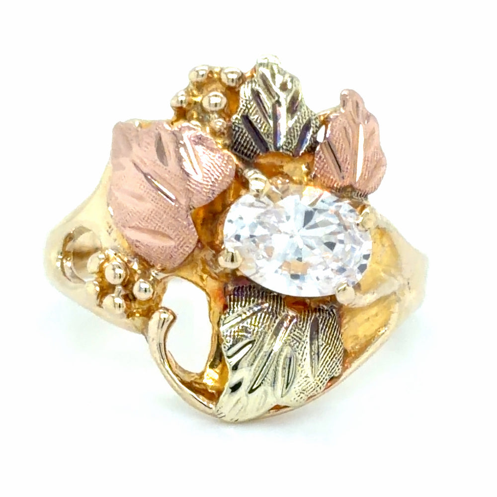 Estate Tri-Color Gold CZ Ring