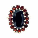 Estate Oval Garnet Halo Ring