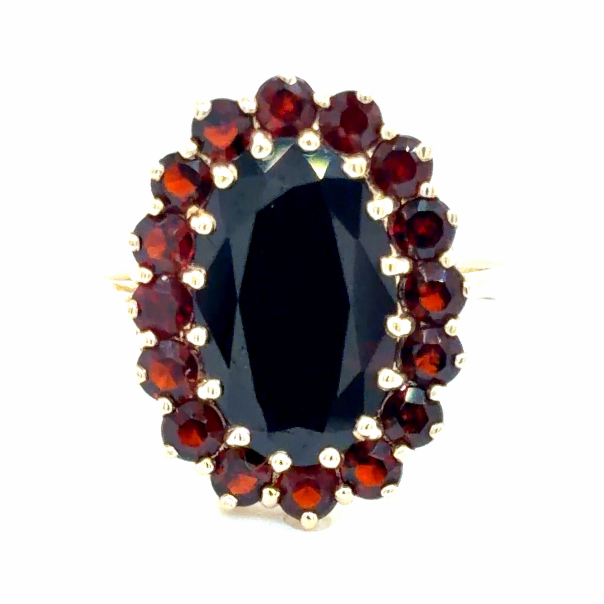 Estate Oval Garnet Halo Ring