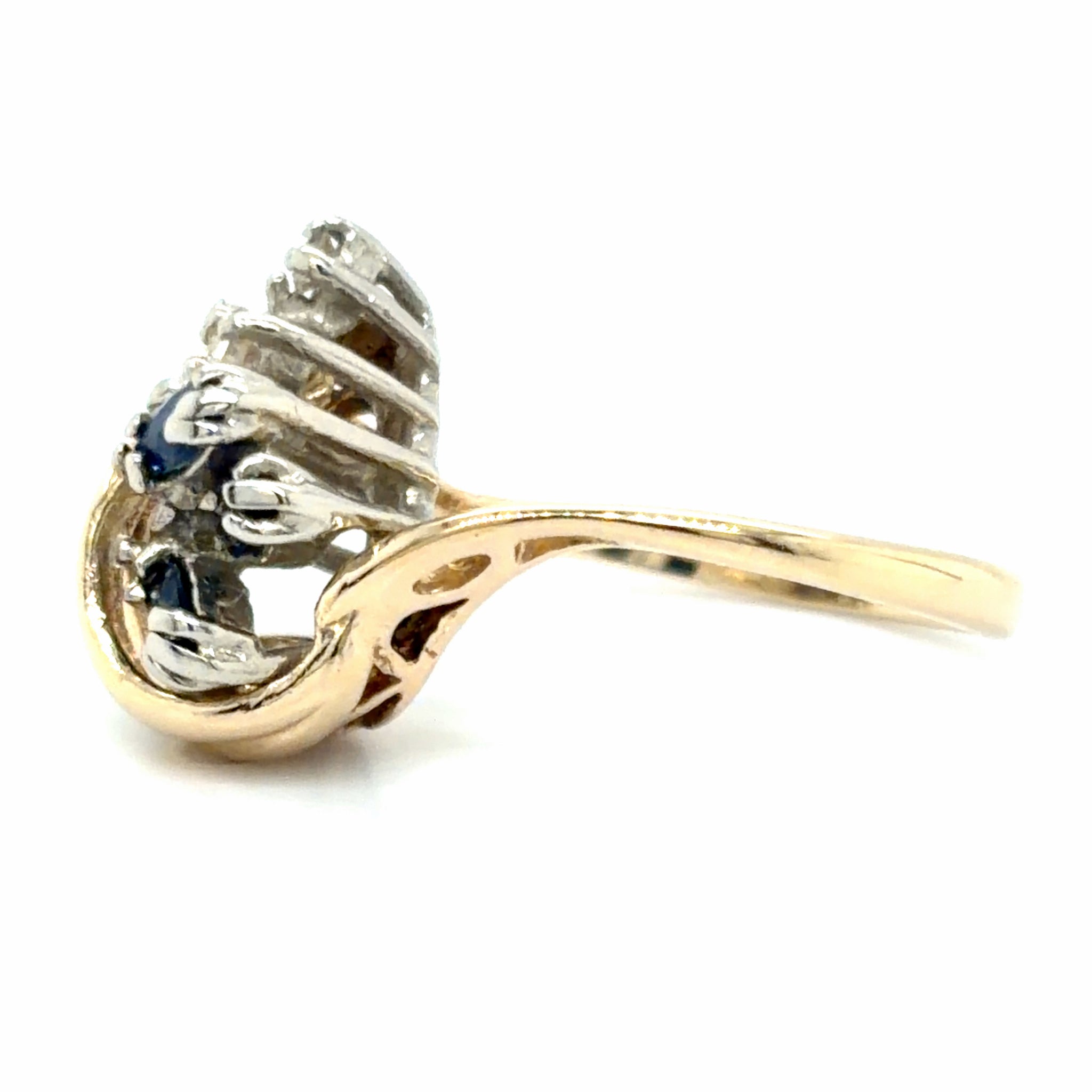 Estate Marquise Cut Blue Sapphire Fashion Ring