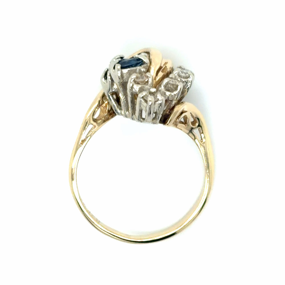 Estate Marquise Cut Blue Sapphire Fashion Ring