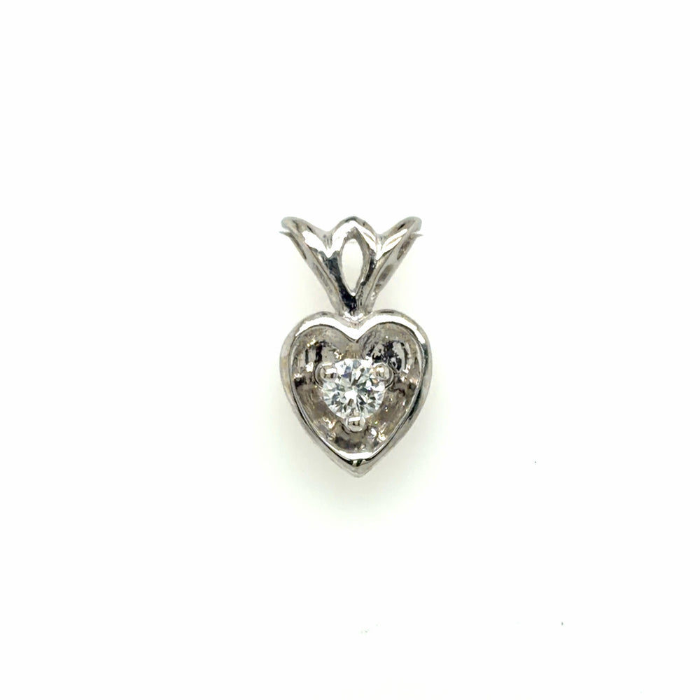 Estate Diamond Solitaire Heart Pendant