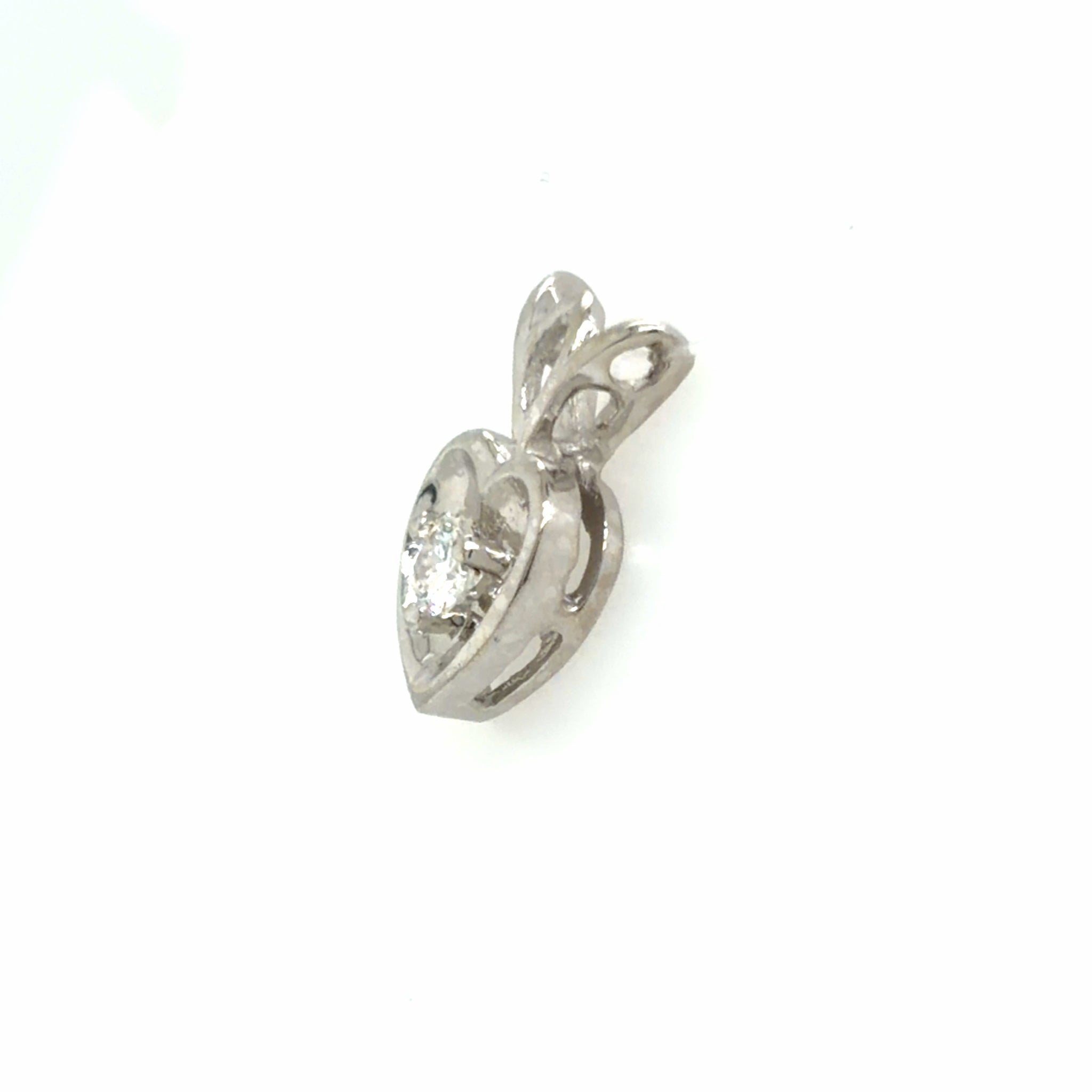 Estate Diamond Solitaire Heart Pendant