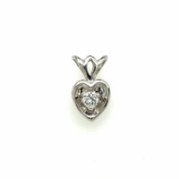 Estate Diamond Solitaire Heart Pendant