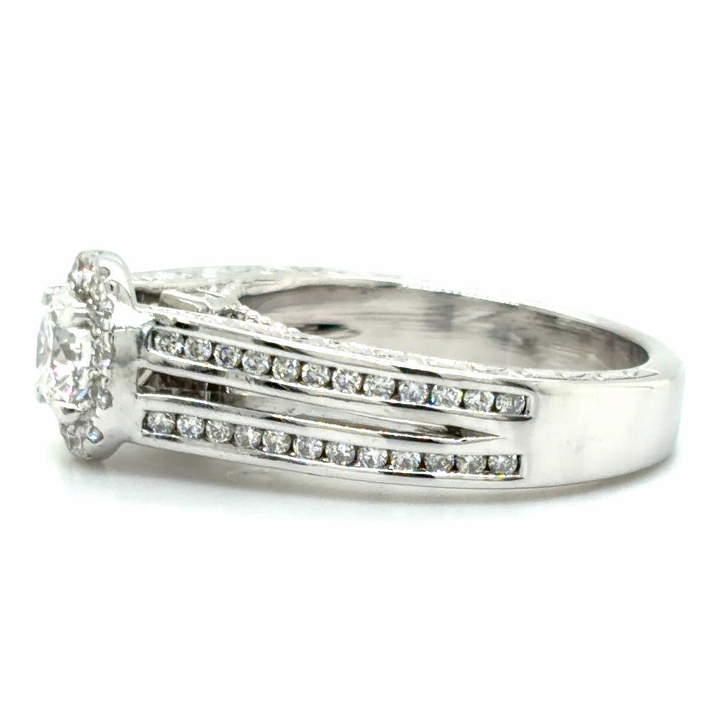 Estate 0.92cttw Vintage Style Halo Engagement Ring