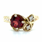 Estate Garnet and Diamond Flower Ring