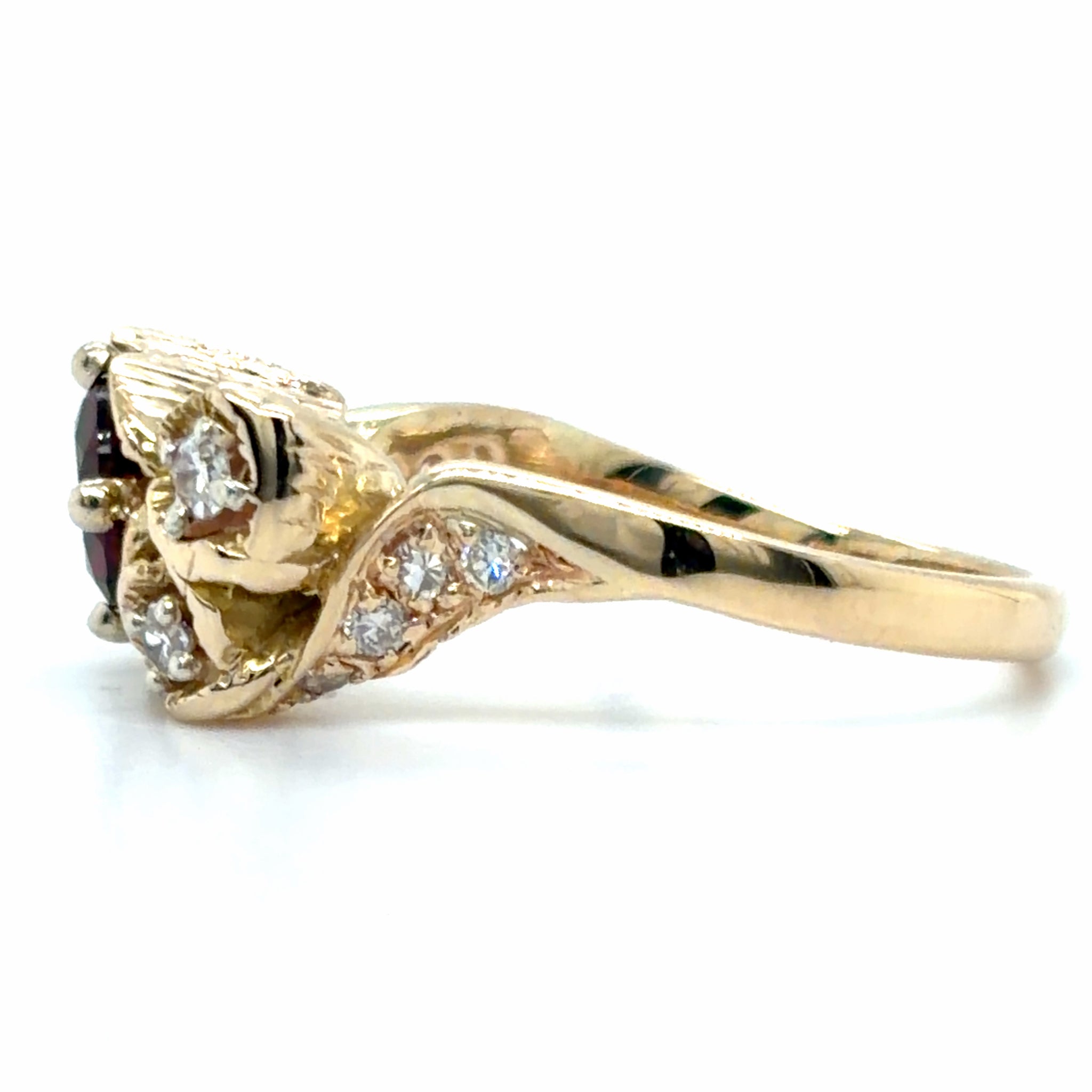 Estate Garnet and Diamond Flower Ring