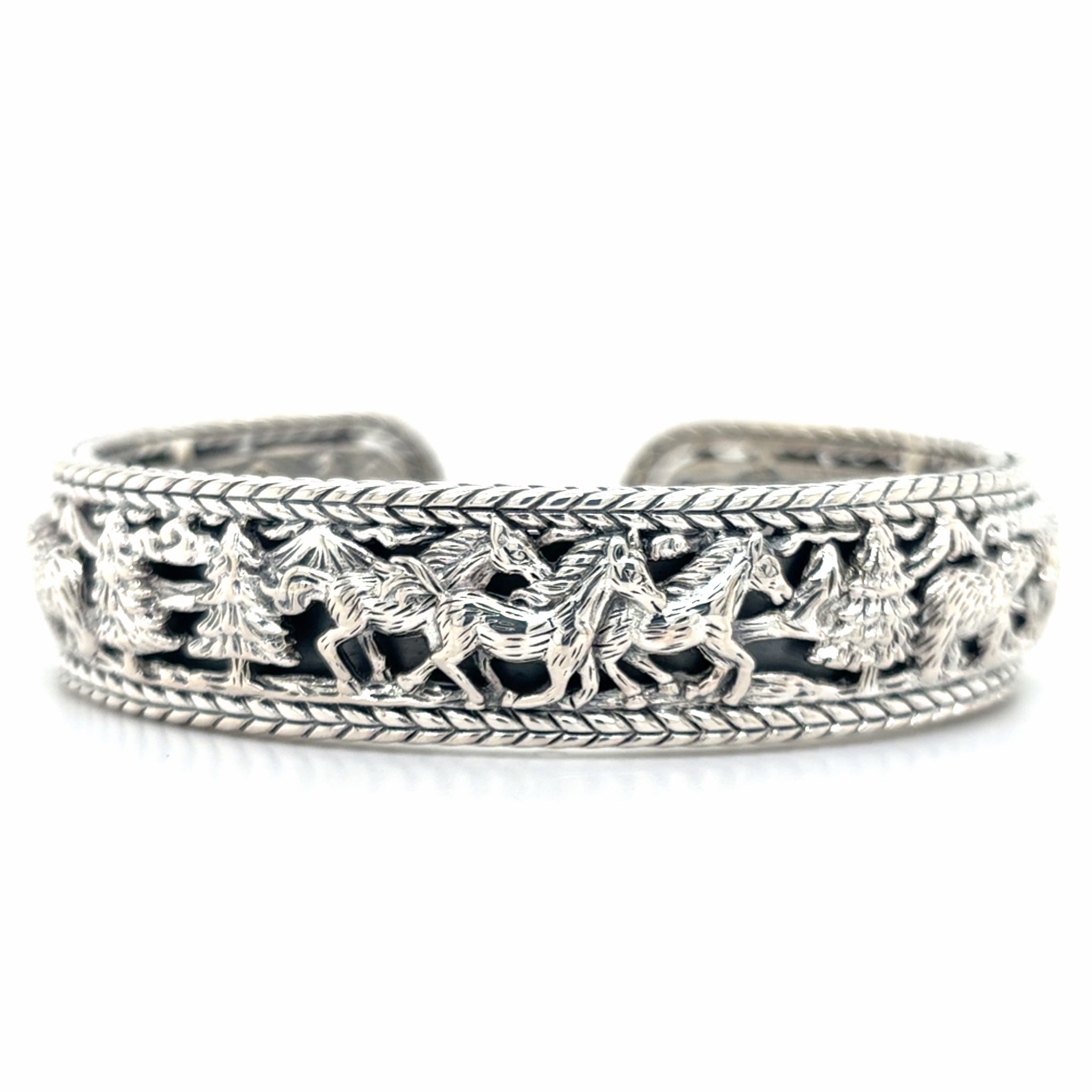 Estate JAi Kick Cuff Bracelet with Bear, Horse, & Tree Design