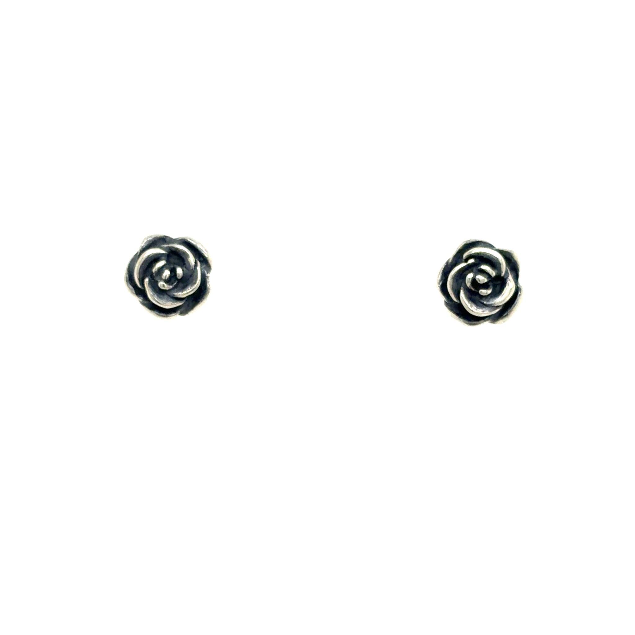 Estate Retired James Avery 3-D Rose Blossom Stud Earrings