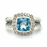 Estate Blue Topaz & Diamond Fashion Ring