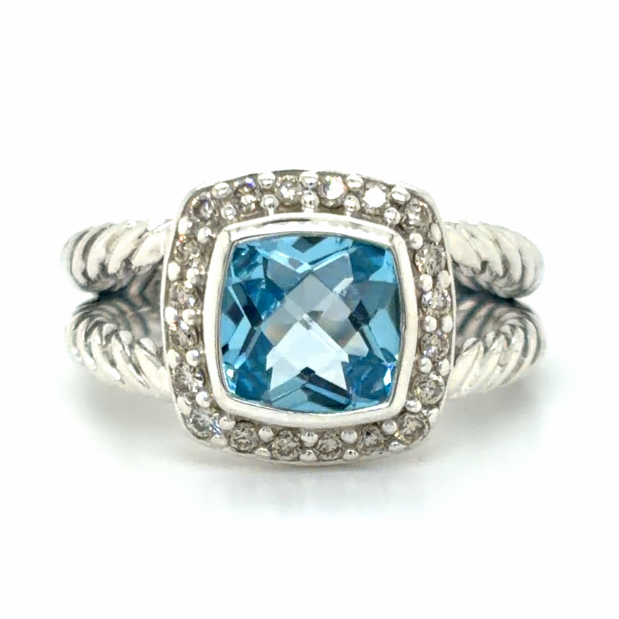 Estate Blue Topaz & Diamond Fashion Ring