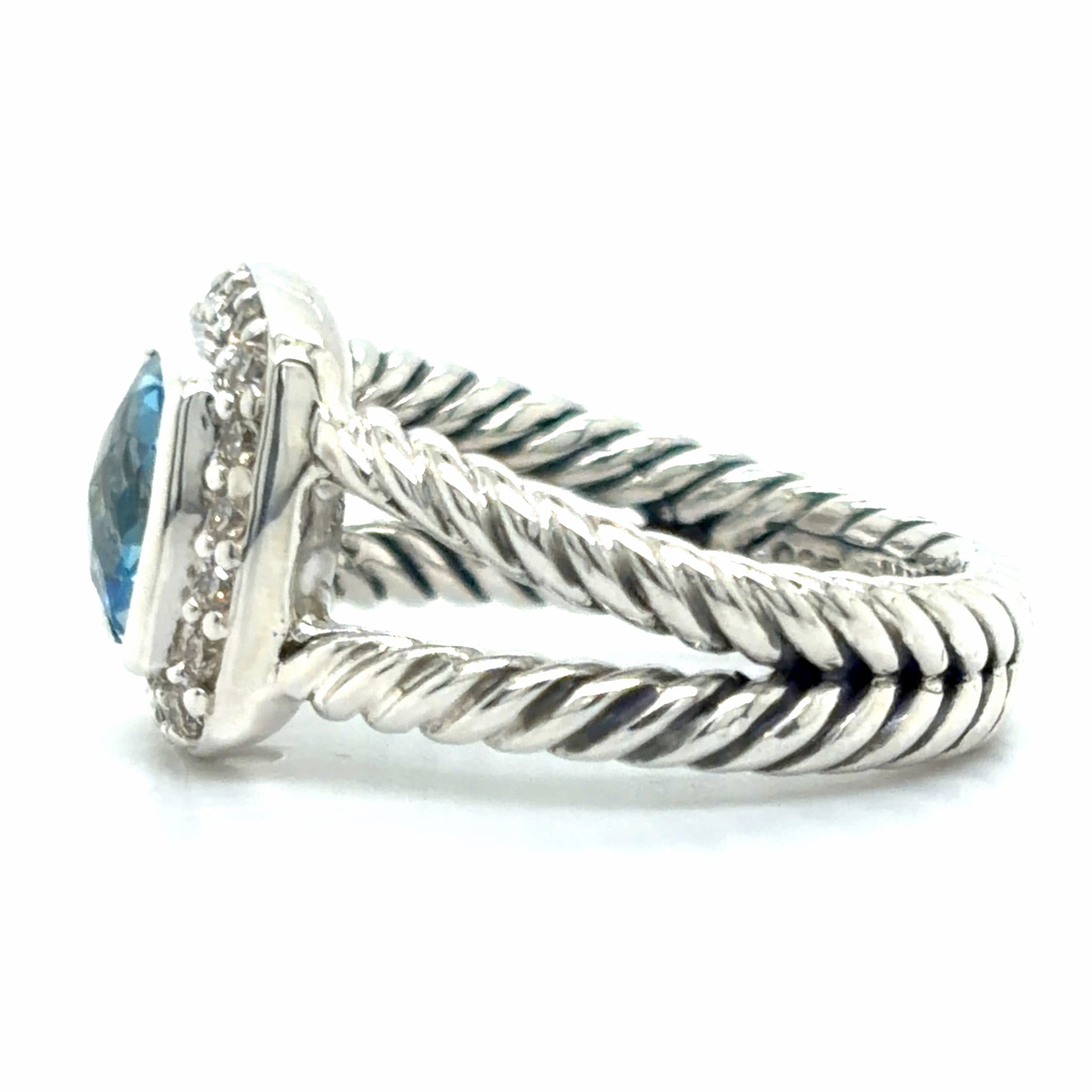 Estate Blue Topaz & Diamond Fashion Ring