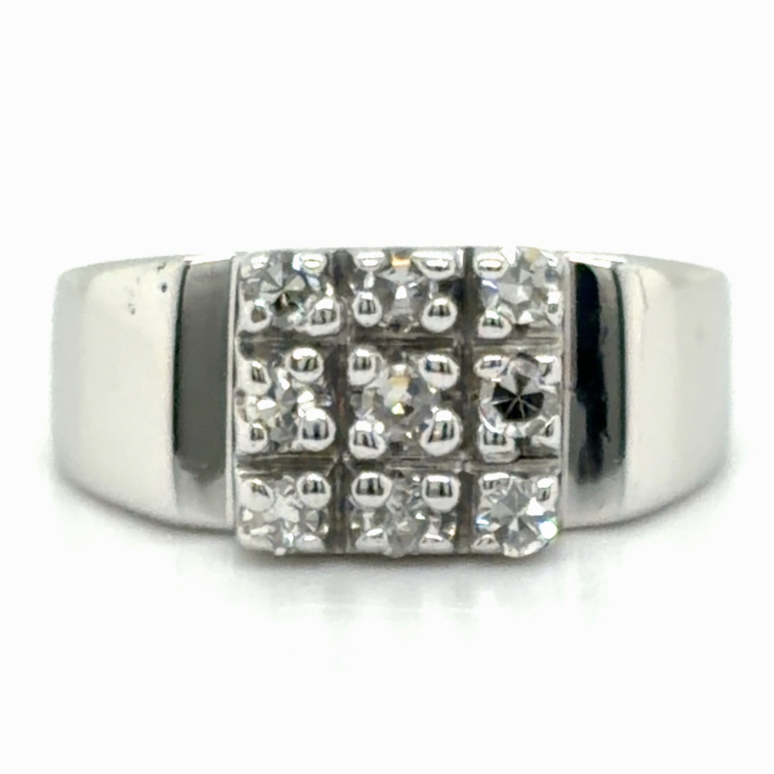 Estate Diamond Square Top Modern Ring