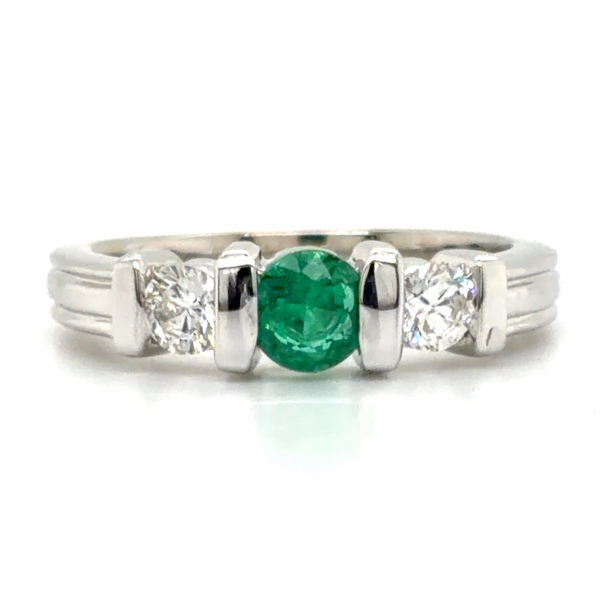 Estate Lab Grown Emerald 3-Stone Ring