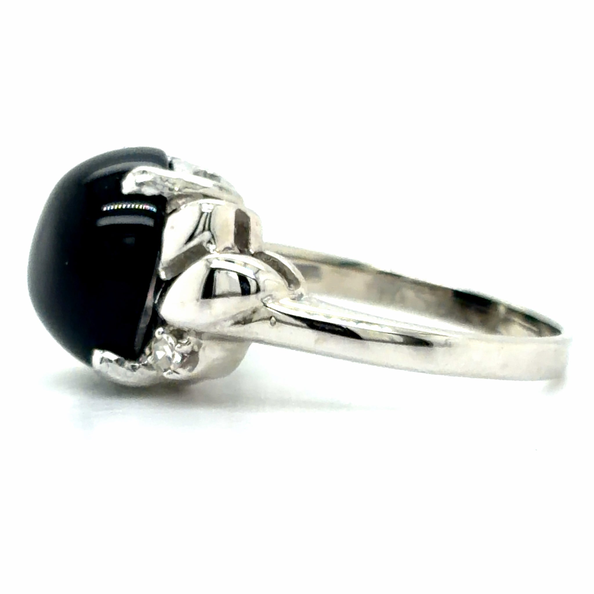 Estate Black Onyx & White Diamond Ring