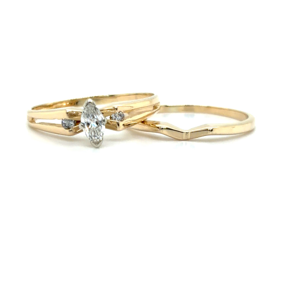 Estate Marquise Diamond Wedding Set