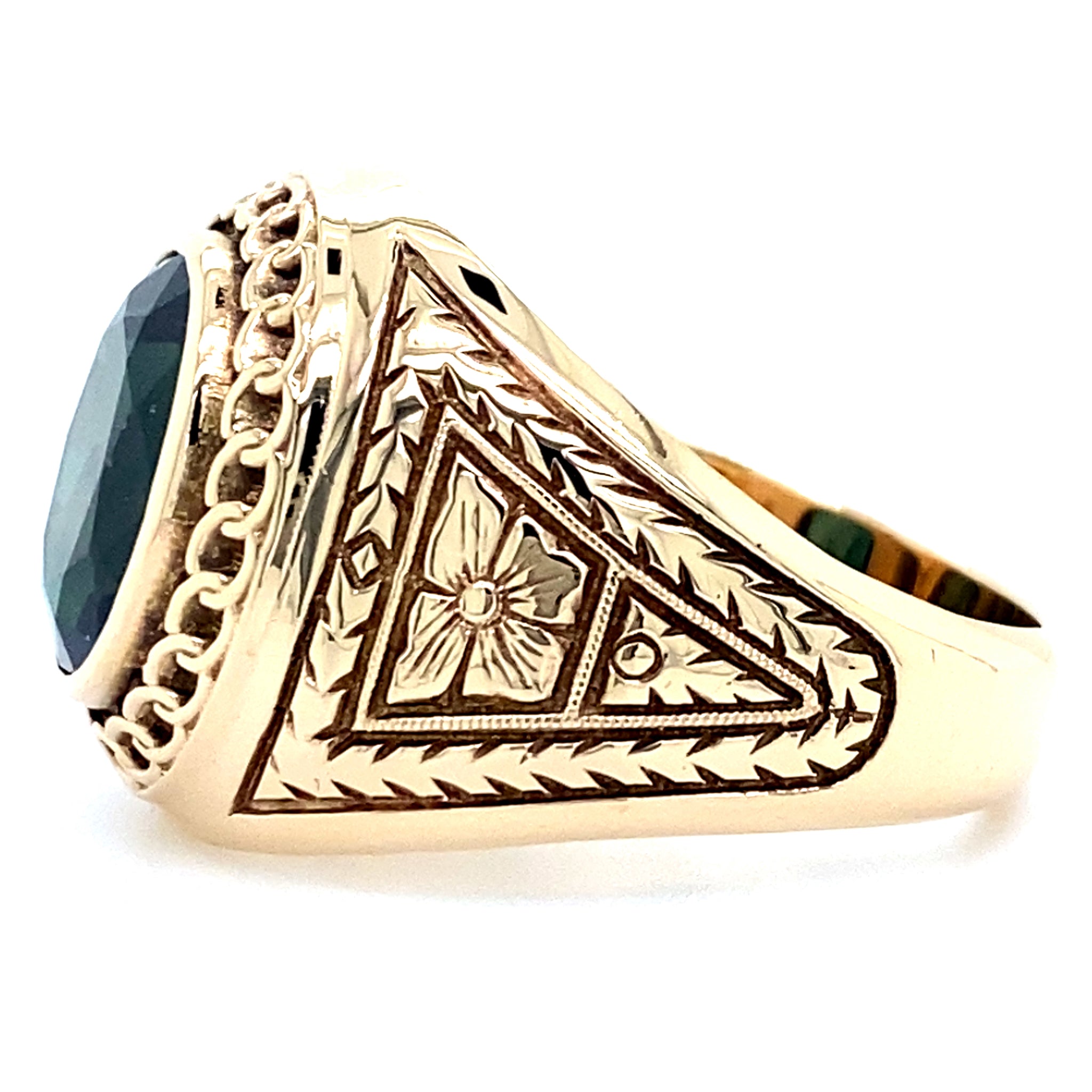 Estate Synthetic Emerald Floral Ring