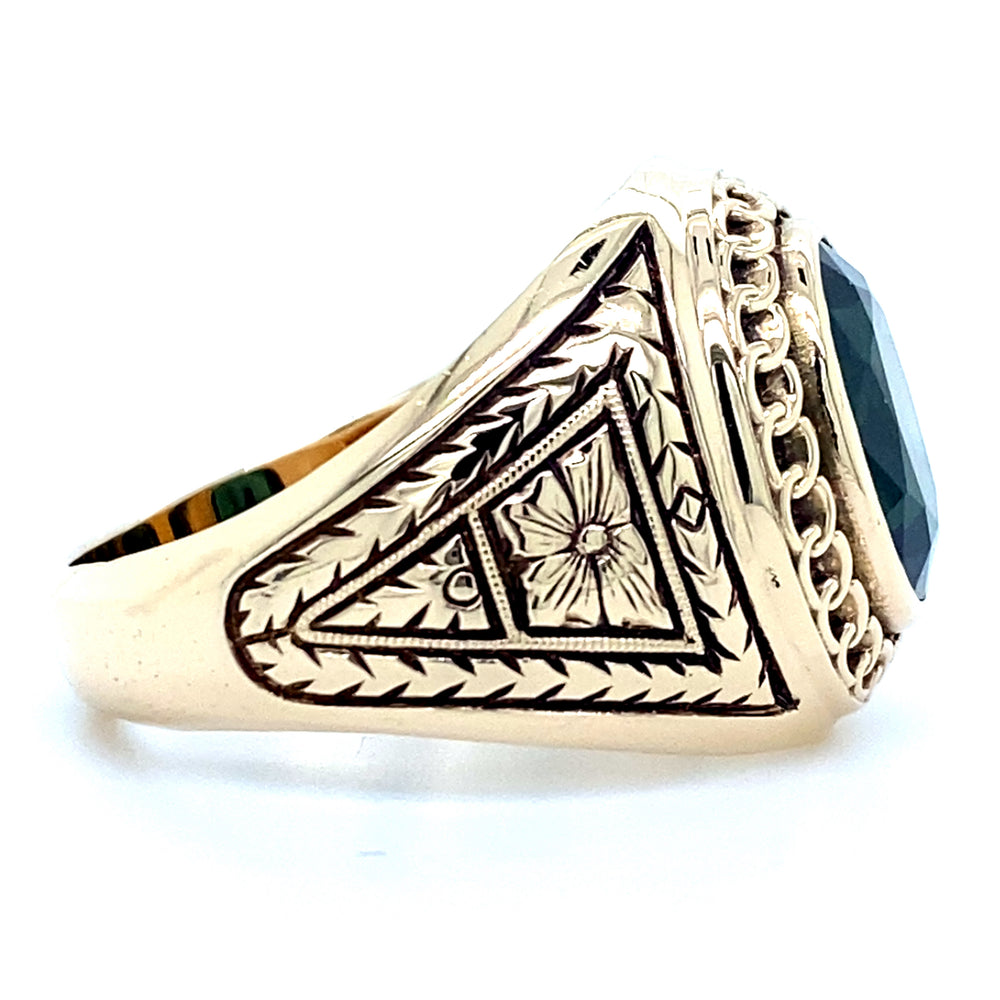 Estate Synthetic Emerald Floral Ring