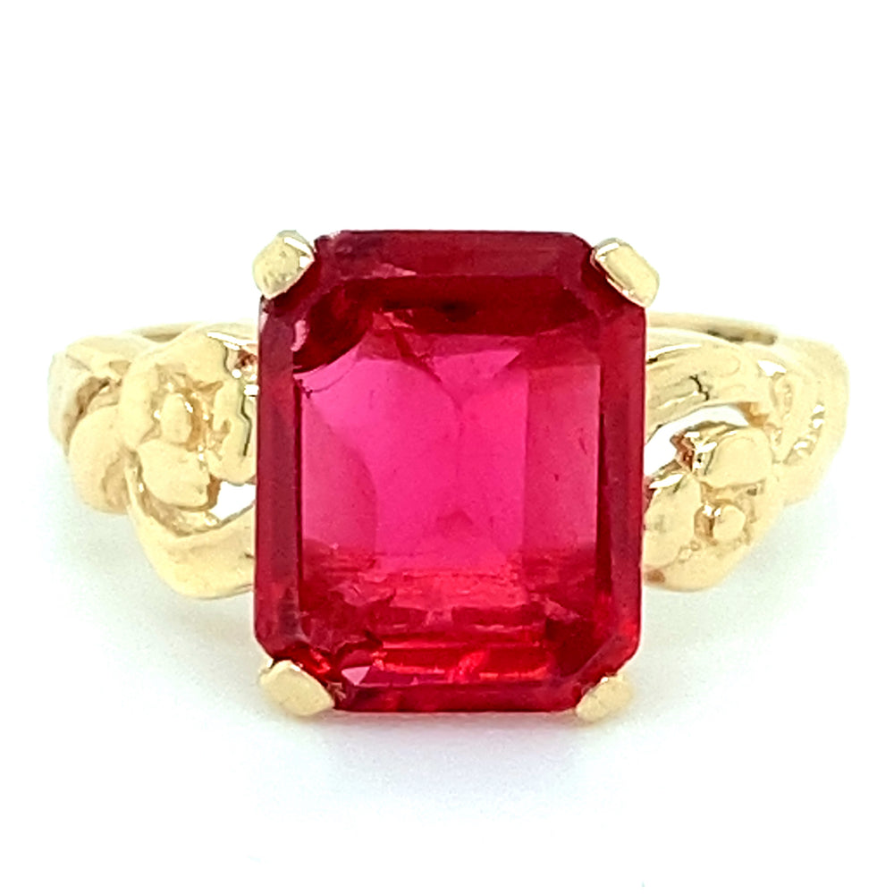 Estate Synthetic Ruby Flower Ring