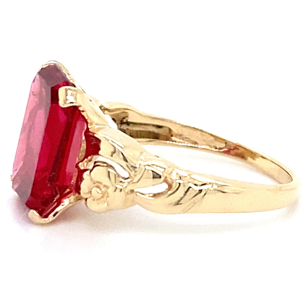 Estate Synthetic Ruby Flower Ring
