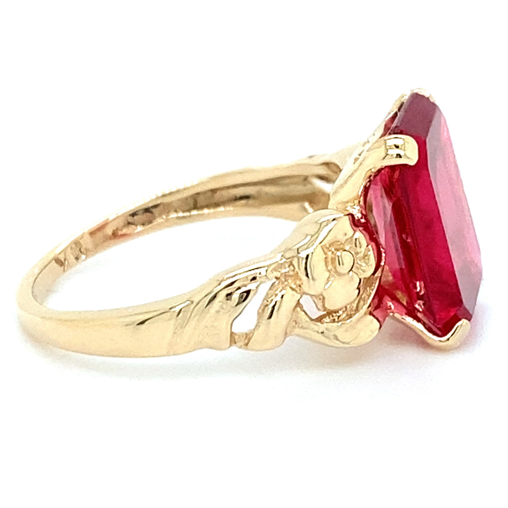 Estate Synthetic Ruby Flower Ring
