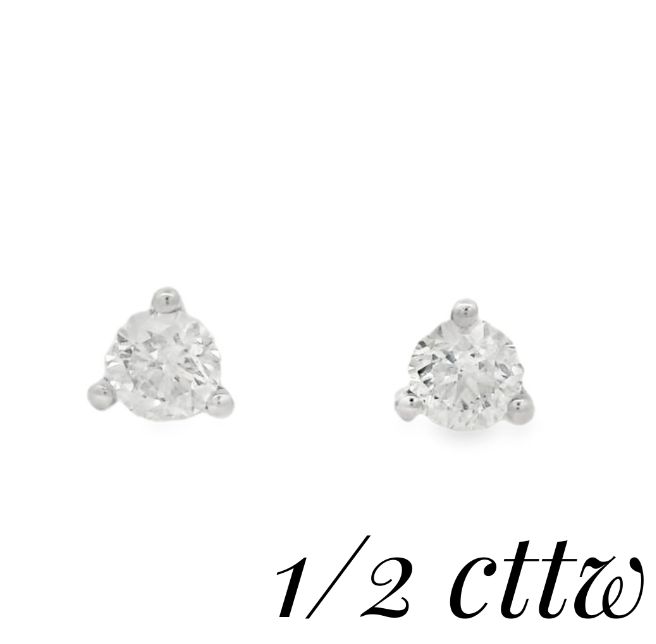 14K White Gold 0.50cttw SI2/3 FG RBC Diamond Stud Earrings