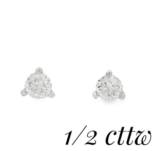 14K White Gold 0.50cttw SI2/3 FG RBC Diamond Stud Earrings