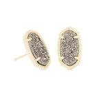 Ellie Gold Plated Earrings in Platinum Drusy by Kendra Scott