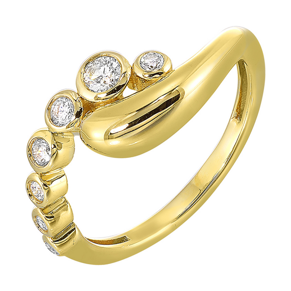 10K Yellow Gold 0.25cttw Bezel Set Diamond Fashion Ring