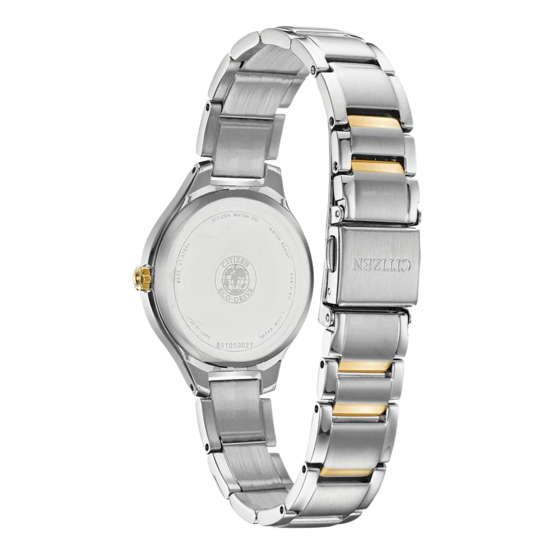 Ladies Eco Drive Corso Two-Tone Stainless Steel Watch with Silver-White Dial with Diamond Accents by Citizen