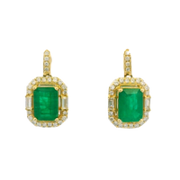 14K Yellow Gold 2.05cttw Emerald & 0.36cttw Diamond Earrings