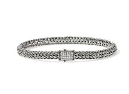 Icon Silver 0.15cttw Diamond Pave 5mm XS Bracelet Sz US by John Hardy