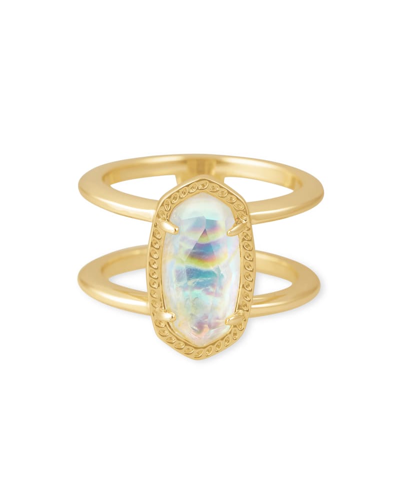 Elyse Gold Plated Ring in Iridescent Abalone Sz 7 by Kendra Scott