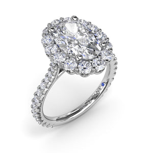 Oval Halo 14K White Gold 1.07cttw Diamond Semi-Mount Engagement Ring by Fana