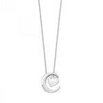 Sterling Silver 0.02ctw Diamond Heart in Moon Necklace