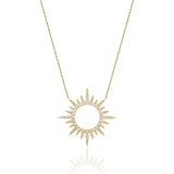 14K Yellow Gold 0.39cttw Diamond Open Sun Pendant