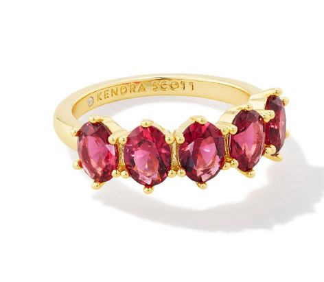 Cailin Gold Plated Red Crystal Band Ring 7 by Kendra Scott
